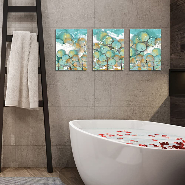 Obraz diamentowy DIY - Abstrakcyjne zielone drzewo - 3 sztuki - Mozaika na ścianę - Dekoracja salonu i sypialni - Wianko - 3