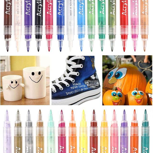 Zestaw permanentnych pisaków artystycznych: 12, 18 i 28 kolorów, marker akrylowy z farbą do malowania na płótnie, ceramice, szkle, drewnie i kamieniach - Wianko - 21