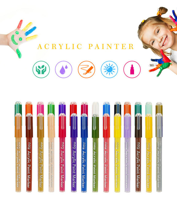 Zestaw permanentnych pisaków artystycznych: 12, 18 i 28 kolorów, marker akrylowy z farbą do malowania na płótnie, ceramice, szkle, drewnie i kamieniach - Wianko - 17