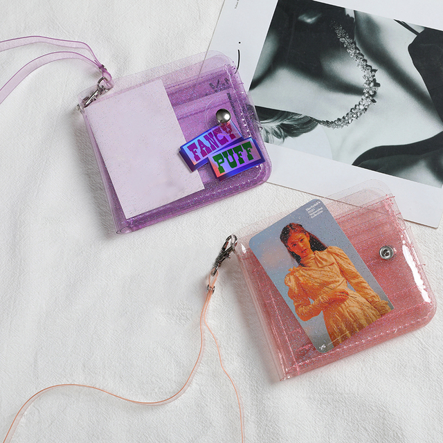 PVC przezroczysty portfel na karty z brokatem i miniaturową monetą - torba Mini osobowość - Wianko - 7