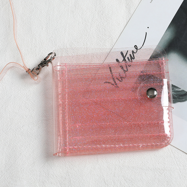 PVC przezroczysty portfel na karty z brokatem i miniaturową monetą - torba Mini osobowość - Wianko - 14
