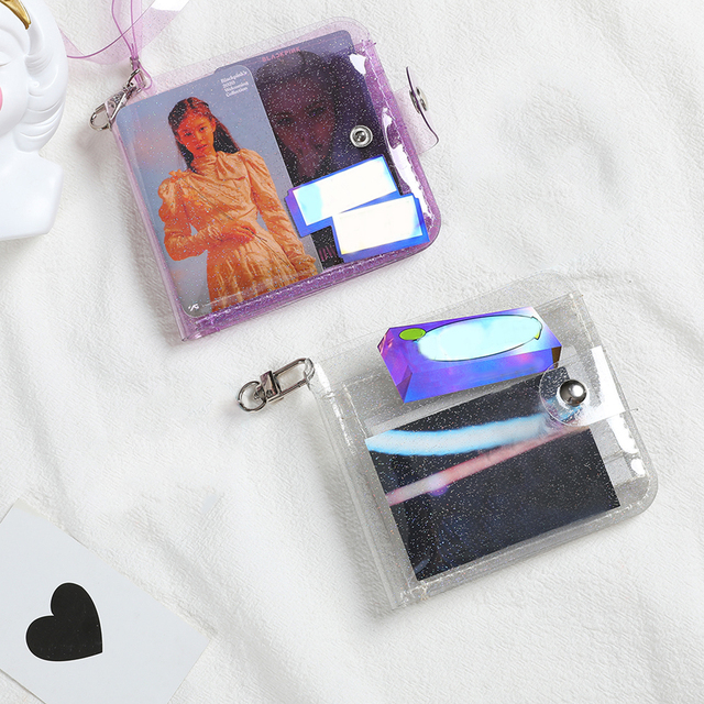 PVC przezroczysty portfel na karty z brokatem i miniaturową monetą - torba Mini osobowość - Wianko - 8