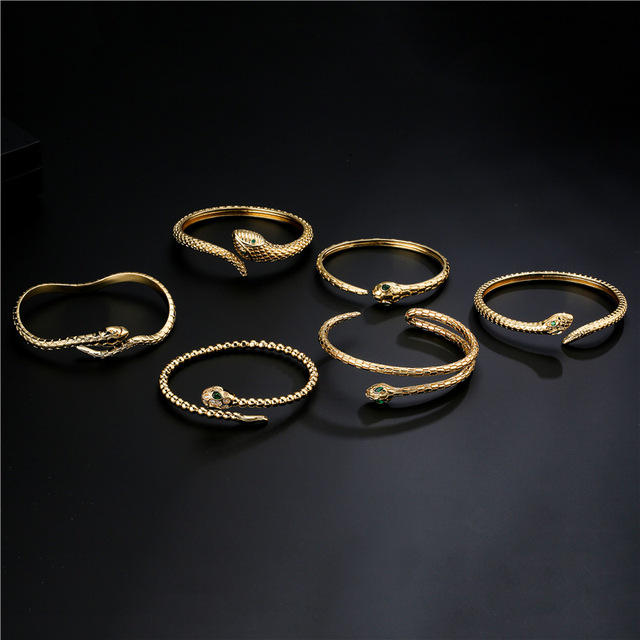 Biżuteryjna dwugłowa bransoletka wężowa dla kobiet - miedziane mikro diamenty, w kształcie węża - 2021 Luxury - Wianko - 5