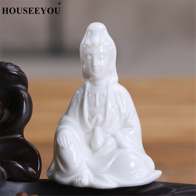 Kadzidła szyszek x10 + ceramiczny stojak na kadzidła w formie białego mnicha Buddy - wyroby do dekoracji domu - Wianko - 8