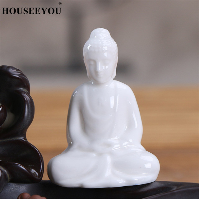 Kadzidła szyszek x10 + ceramiczny stojak na kadzidła w formie białego mnicha Buddy - wyroby do dekoracji domu - Wianko - 9