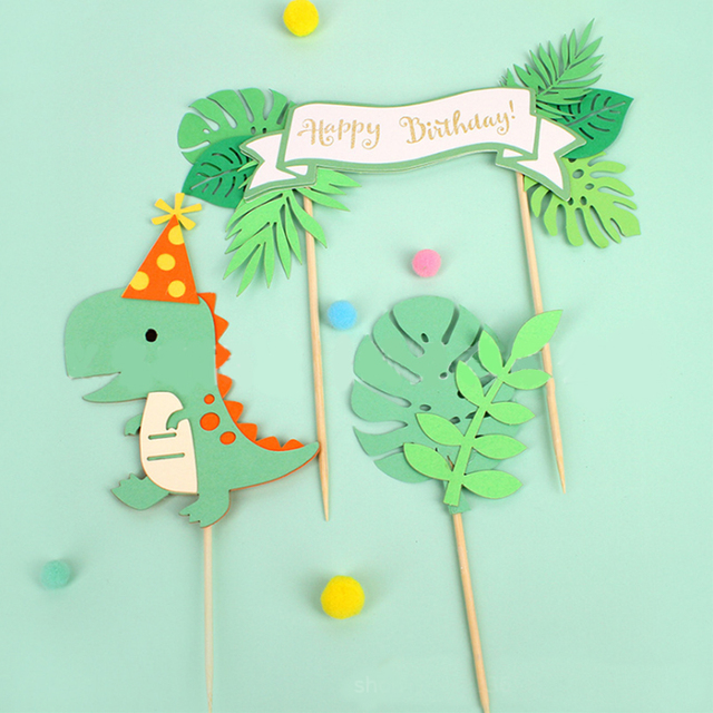 Ozdoby do dekorowania tortu - Śliczne dinozaury w stylu jurajskim do tortów urodzinowych i przyjęć dzieci - Rawr! - Wianko - 3