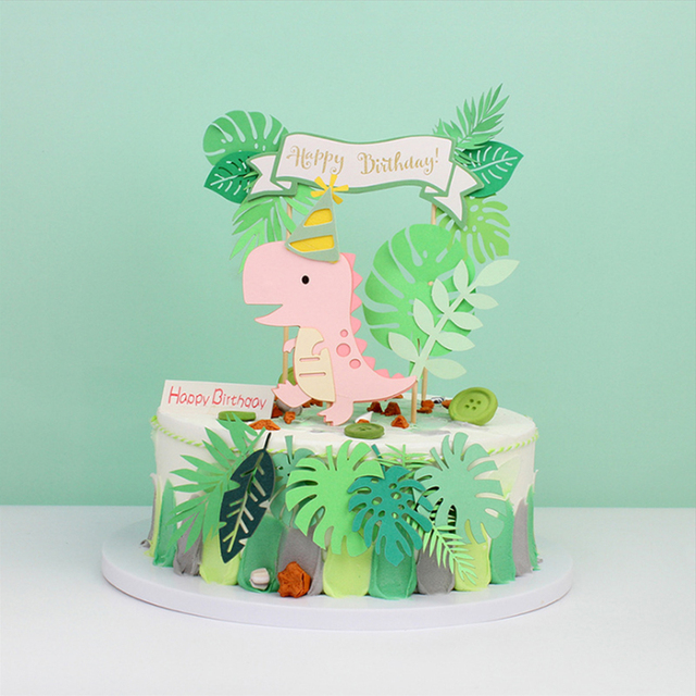 Ozdoby do dekorowania tortu - Śliczne dinozaury w stylu jurajskim do tortów urodzinowych i przyjęć dzieci - Rawr! - Wianko - 1
