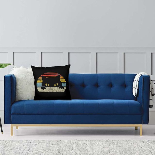 Poszewka na poduszkę Vintage czarna - dekoracyjny styl Retro dla miłośników kotów - prezent idealny na salon - Home decor T-Shirt poduszka kwadratowa - Wianko - 5