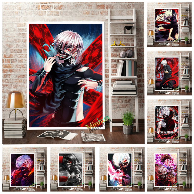 Plakat Tokyo Ghoul - Anime Wall Art na płótnie do dekoracji pokoju dziecięcego i prezentu dla fanów - Wianko - 5