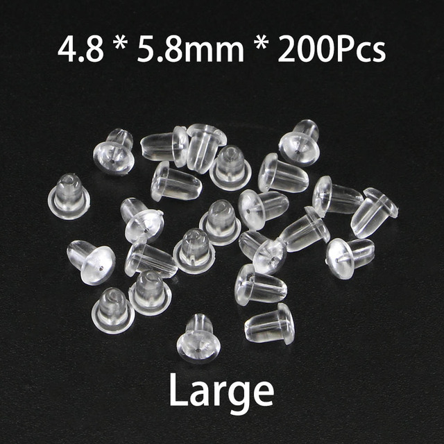 200 sztuk/partia Transparen kolczyk Backs - silikonowe okrągłe zatyczki do uszu dla DIY tworzenia biżuterii - Wianko - 3