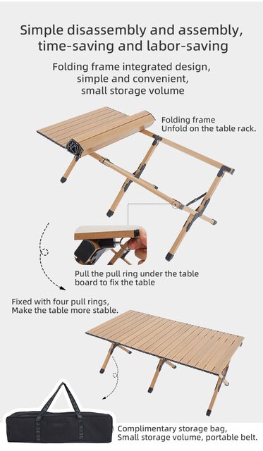 Stół rodzinny BLACKDEER ze stopu aluminium imitujący drewno - Wianko - 5