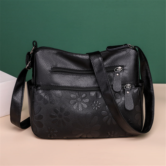 Duża torba torebka na ramię damskie 2-warstwowa o nowoczesnym designie i wielu kieszeniach z miękkiej skóry - Wianko - 3