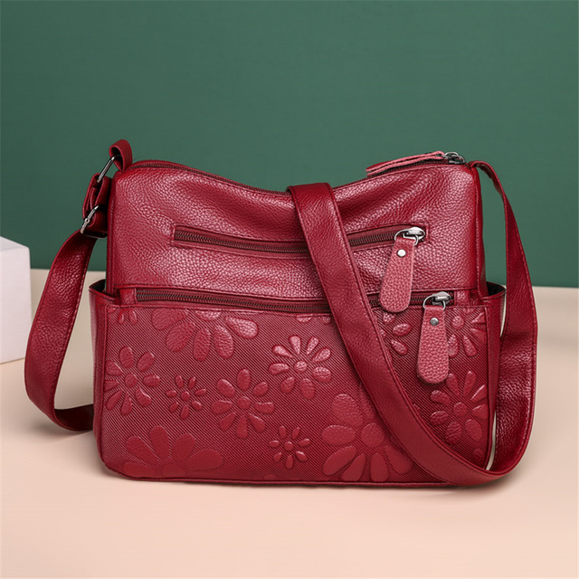 Duża torba torebka na ramię damskie 2-warstwowa o nowoczesnym designie i wielu kieszeniach z miękkiej skóry - Wianko - 4