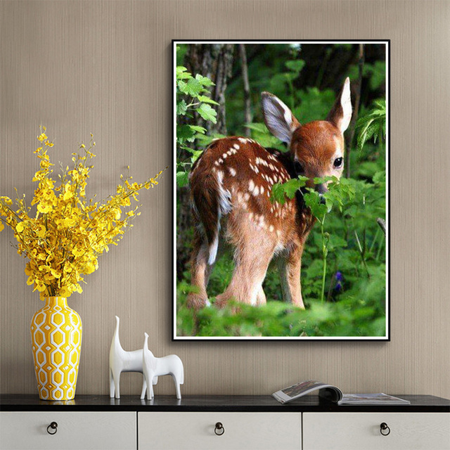 5D DIY diamentowe malowanie jelenie z pełnym zdobieniem strasem - haft diamentowy z motywem zwierzęcym dla dekoracji domu i prezentu - Wall Art - Wianko - 2
