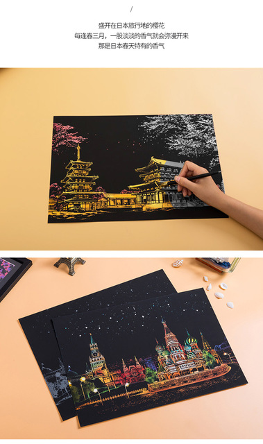 Kreatywne, kolorowe karty World Urban pokazujące sceny nocnego życia miast - zestaw do malowania - Wianko - 15