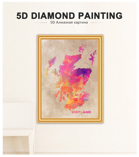 Zestaw do szycia diamentowego obrazu ściegiem krzyżykowym 5D DIY z mapą świata, ikonami i kryształkami - dekoracja wnętrz - Wianko - 4