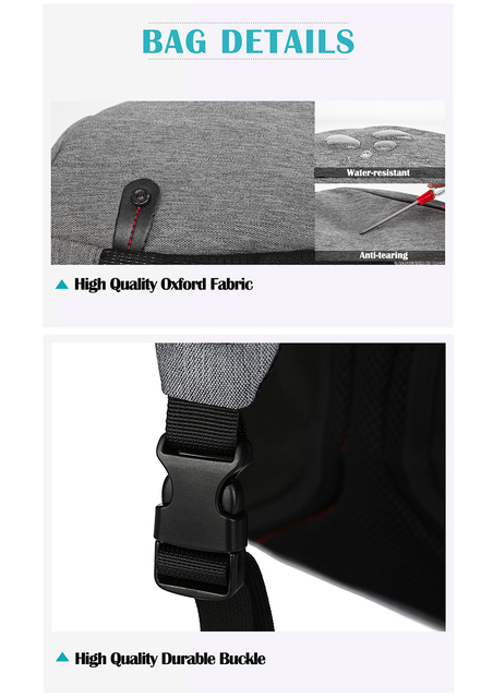 Męska torebka na ramię z zabezpieczeniem przeciw kradzieży, dużej pojemności, do 10.5 cala, z ładowaniem USB. Idealna na telefon, iPada i krótkie wycieczki - Wianko - 9