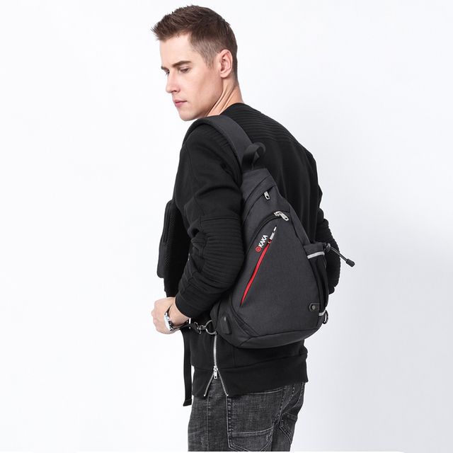 Męska torebka na ramię z zabezpieczeniem przeciw kradzieży, dużej pojemności, do 10.5 cala, z ładowaniem USB. Idealna na telefon, iPada i krótkie wycieczki - Wianko - 1