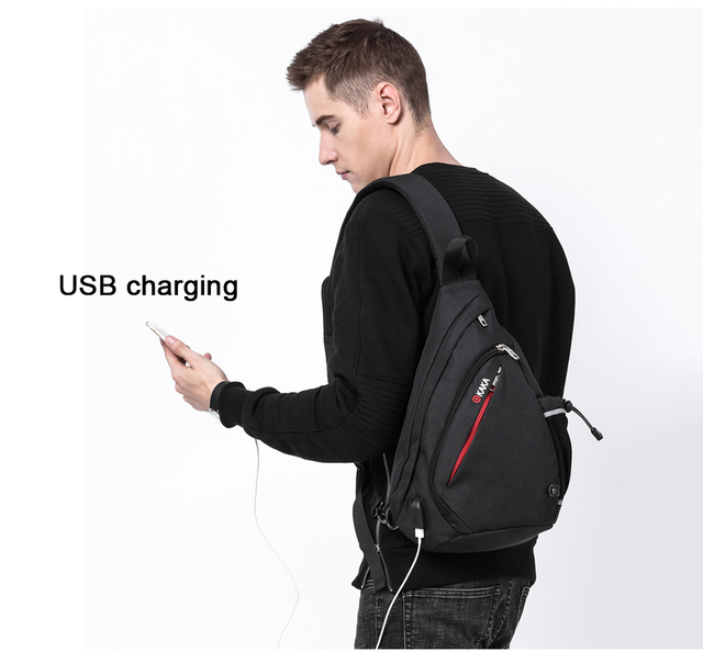 Męska torebka na ramię z zabezpieczeniem przeciw kradzieży, dużej pojemności, do 10.5 cala, z ładowaniem USB. Idealna na telefon, iPada i krótkie wycieczki - Wianko - 2