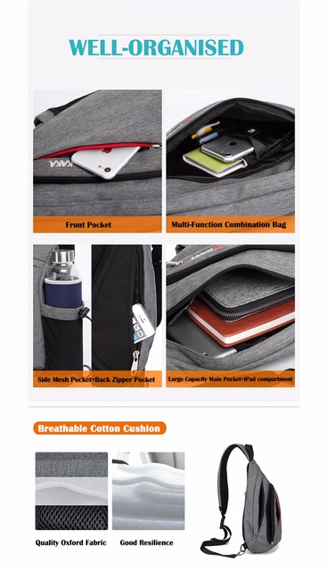 Męska torebka na ramię z zabezpieczeniem przeciw kradzieży, dużej pojemności, do 10.5 cala, z ładowaniem USB. Idealna na telefon, iPada i krótkie wycieczki - Wianko - 11
