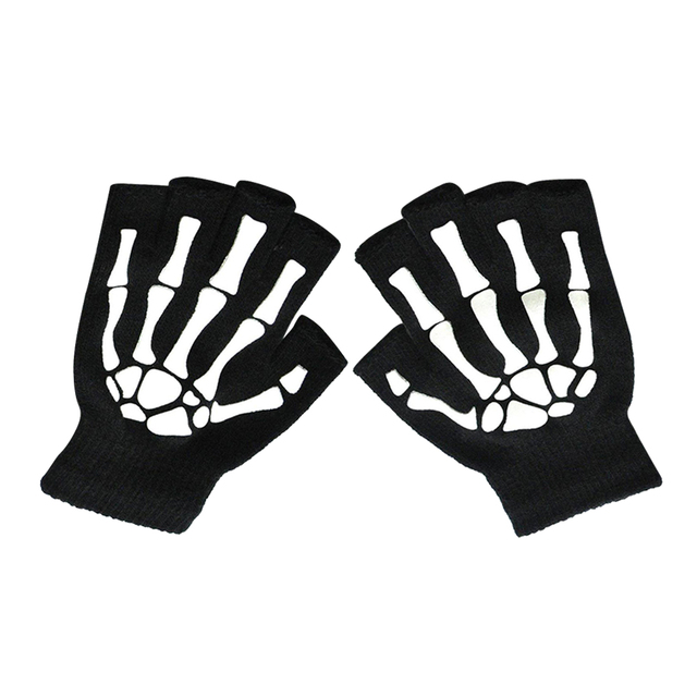 Pół palca rękawiczki z motywem czaszki - zimowe antypoślizgowe rękawiczki rowerowe - Wianko - 21