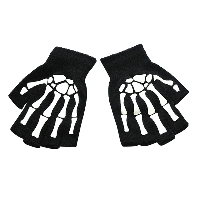 Pół palca rękawiczki z motywem czaszki - zimowe antypoślizgowe rękawiczki rowerowe - Wianko - 18