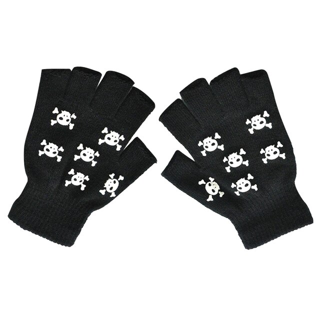 Pół palca rękawiczki z motywem czaszki - zimowe antypoślizgowe rękawiczki rowerowe - Wianko - 23