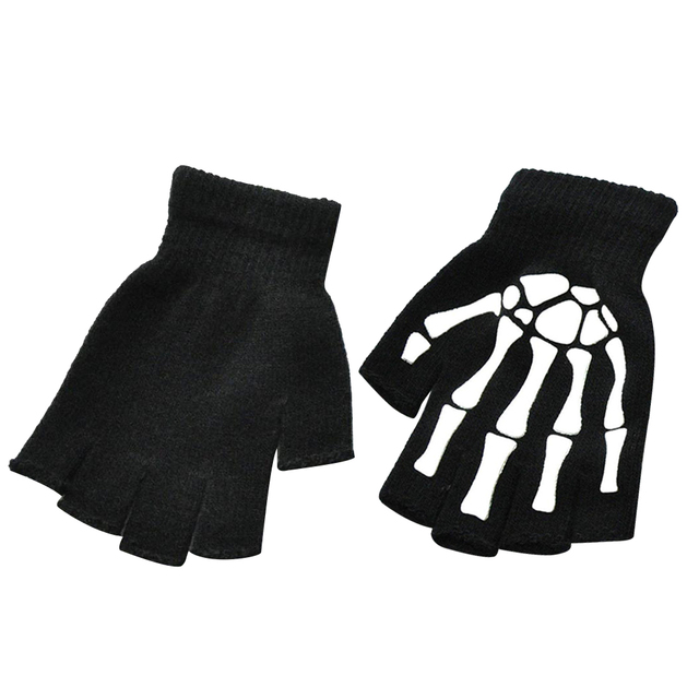 Pół palca rękawiczki z motywem czaszki - zimowe antypoślizgowe rękawiczki rowerowe - Wianko - 24