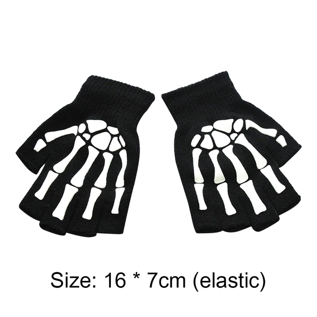 Pół palca rękawiczki z motywem czaszki - zimowe antypoślizgowe rękawiczki rowerowe - Wianko - 29