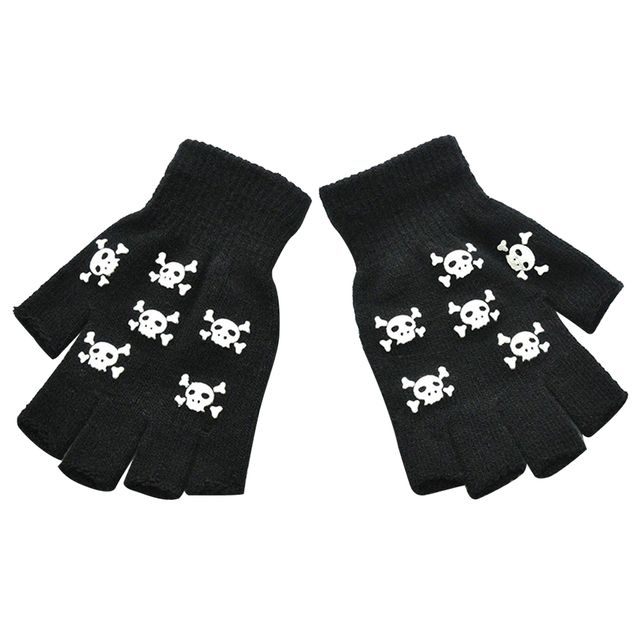 Pół palca rękawiczki z motywem czaszki - zimowe antypoślizgowe rękawiczki rowerowe - Wianko - 20