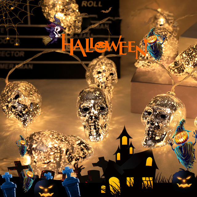 LED czaszka dynia Halloween dekoracja światło ciąg DIY Party - rodzina dekoracje - Wianko - 1