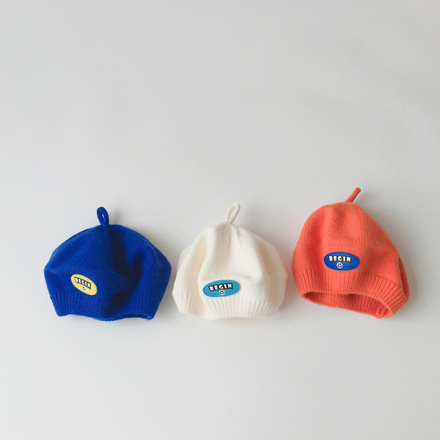 Beret dla dziecka z dzianiny - 2021 nowe cukierki, kolorowa czapka malarza dla niemowląt, koreańska cienka czapka z napisem, prześliczny kapelusz dla dziewczynki - Wianko - 9