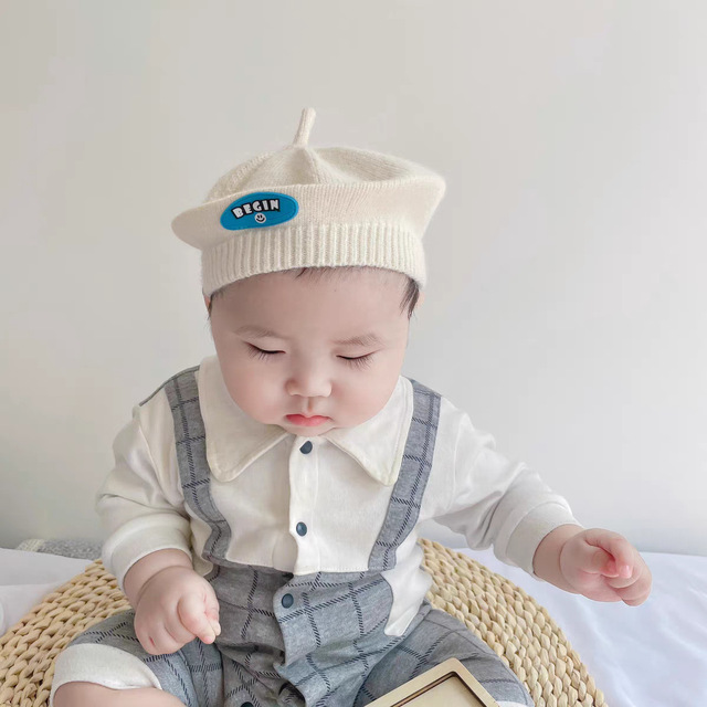 Beret dla dziecka z dzianiny - 2021 nowe cukierki, kolorowa czapka malarza dla niemowląt, koreańska cienka czapka z napisem, prześliczny kapelusz dla dziewczynki - Wianko - 1