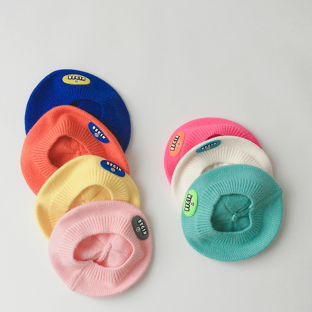 Beret dla dziecka z dzianiny - 2021 nowe cukierki, kolorowa czapka malarza dla niemowląt, koreańska cienka czapka z napisem, prześliczny kapelusz dla dziewczynki - Wianko - 7