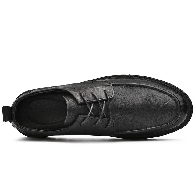 Klasyczne męskie buty skórzane zasznurowane, wykonane z mikrofibry, wysokiej jakości, ze szwami w stylu Welt - Buty męskie splitowe - Wianko - 5