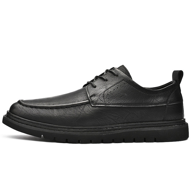 Klasyczne męskie buty skórzane zasznurowane, wykonane z mikrofibry, wysokiej jakości, ze szwami w stylu Welt - Buty męskie splitowe - Wianko - 4