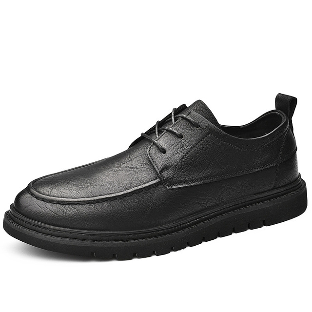Klasyczne męskie buty skórzane zasznurowane, wykonane z mikrofibry, wysokiej jakości, ze szwami w stylu Welt - Buty męskie splitowe - Wianko - 3