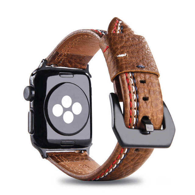 Pasek ze skóry naturalnej DAHASE Retro do Apple Watch 42mm/38mm serii 1/2/3 - Wianko - 6