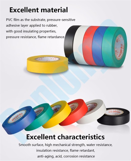 Taśma izolacyjna PVC wysokiej temperatury - 6 sztuk, 6 kolorów, 10 metrów/szt, wodoodporna - Wianko - 2