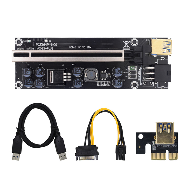 Zestaw adapterów PCI-E Express 1x to 16x Riser 009S PLUS z 4 portami USB3.0 do kart PCIE - BTC ETH Miner Mining - Wianko - 9