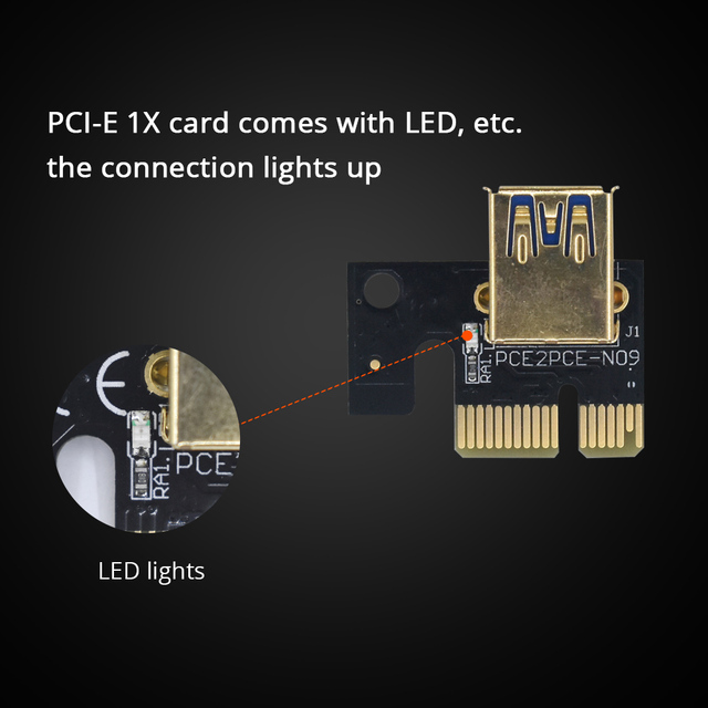 Zestaw adapterów PCI-E Express 1x to 16x Riser 009S PLUS z 4 portami USB3.0 do kart PCIE - BTC ETH Miner Mining - Wianko - 7