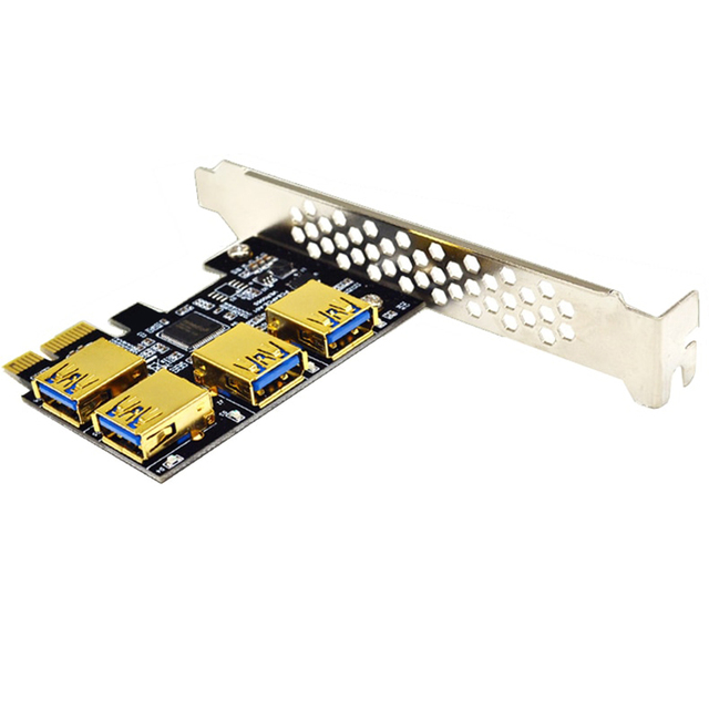 Zestaw adapterów PCI-E Express 1x to 16x Riser 009S PLUS z 4 portami USB3.0 do kart PCIE - BTC ETH Miner Mining - Wianko - 16