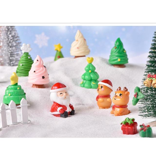 Mini ozdoby choinkowe Bożego Narodzenia - święty Mikołaj, bałwanek, renifer - dekoracje krajobrazu - Wianko - 1