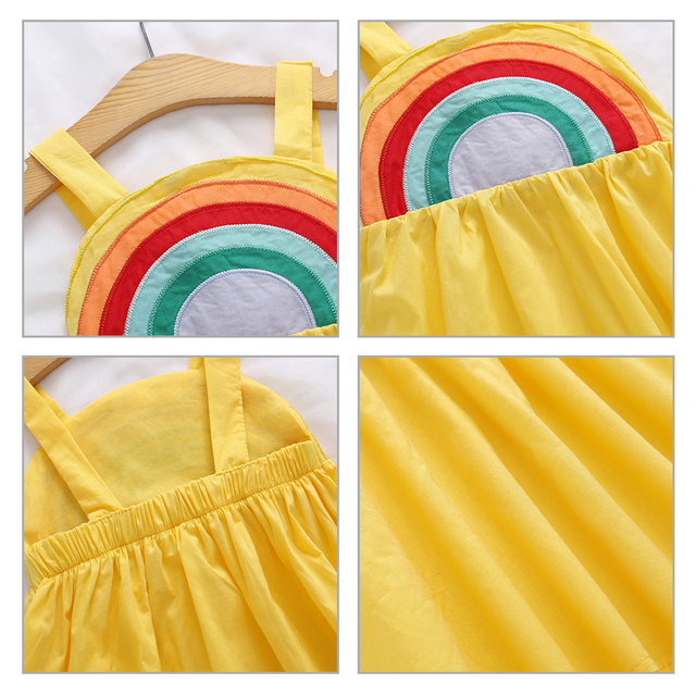 Sukienka modna tęcza z krótkim rękawem dla dziewczynek, bawełna, Color Block - Wianko - 32