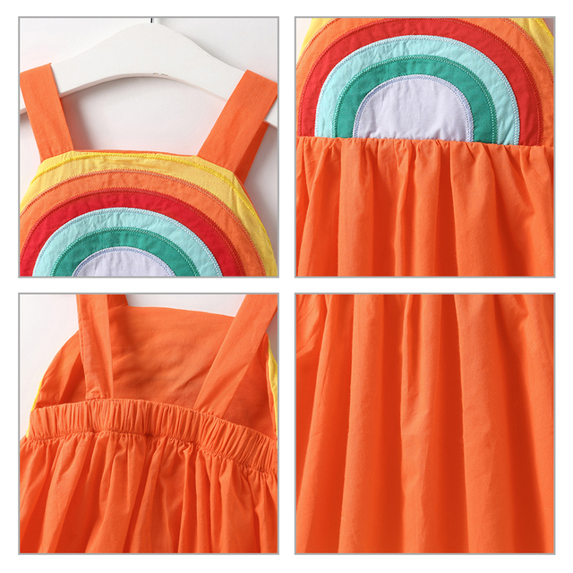 Sukienka modna tęcza z krótkim rękawem dla dziewczynek, bawełna, Color Block - Wianko - 30