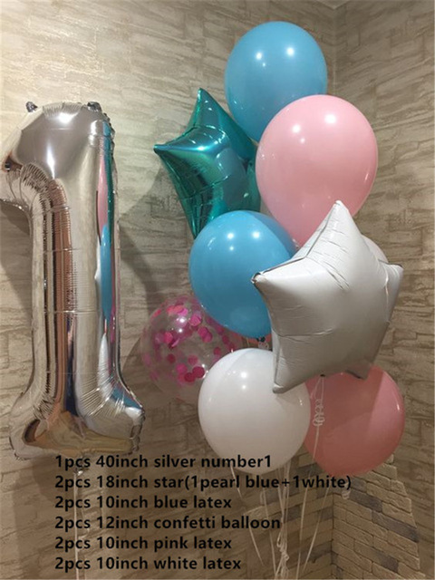 Balon Baby Shower numer 1 - 40 cali, różowe złoto, srebrne, cyfry, dla chłopców, dziewczynek - zestaw urodzinowy - Wianko - 4