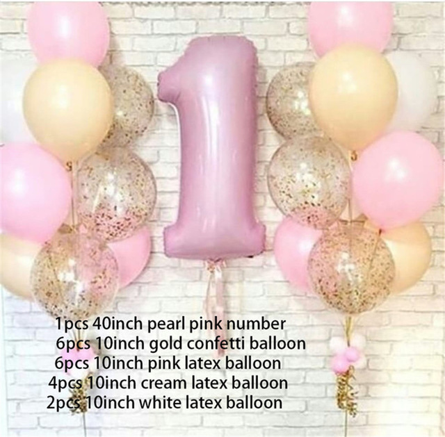 Balon Baby Shower numer 1 - 40 cali, różowe złoto, srebrne, cyfry, dla chłopców, dziewczynek - zestaw urodzinowy - Wianko - 2