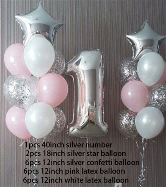 Balon Baby Shower numer 1 - 40 cali, różowe złoto, srebrne, cyfry, dla chłopców, dziewczynek - zestaw urodzinowy - Wianko - 3