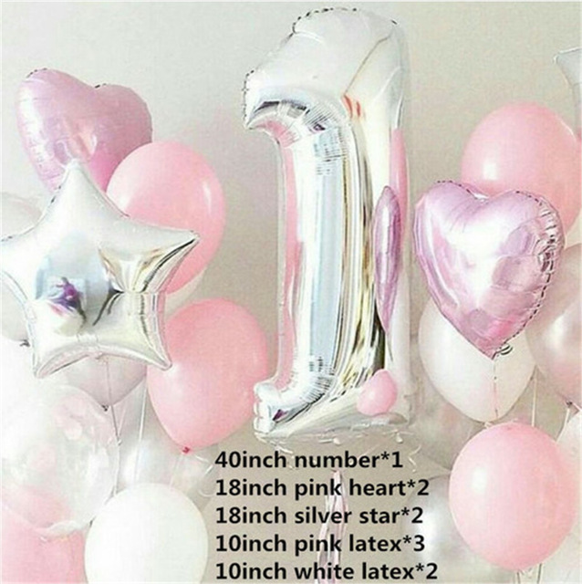 Balon Baby Shower numer 1 - 40 cali, różowe złoto, srebrne, cyfry, dla chłopców, dziewczynek - zestaw urodzinowy - Wianko - 1
