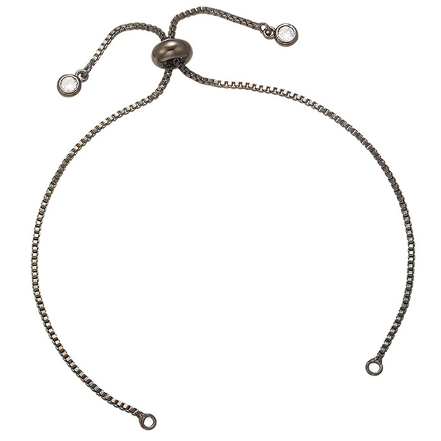 Bransoletka łańcuch DIY, regulowana, prosta, mosiądz, złącze akcesoria - 24cm, rhinestone, biżuteria mężczyzna kobieta - Wianko - 8